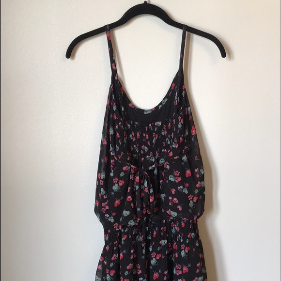 AE Black Floral Tank Dress with Cinched Waist - Picture 2 of 4